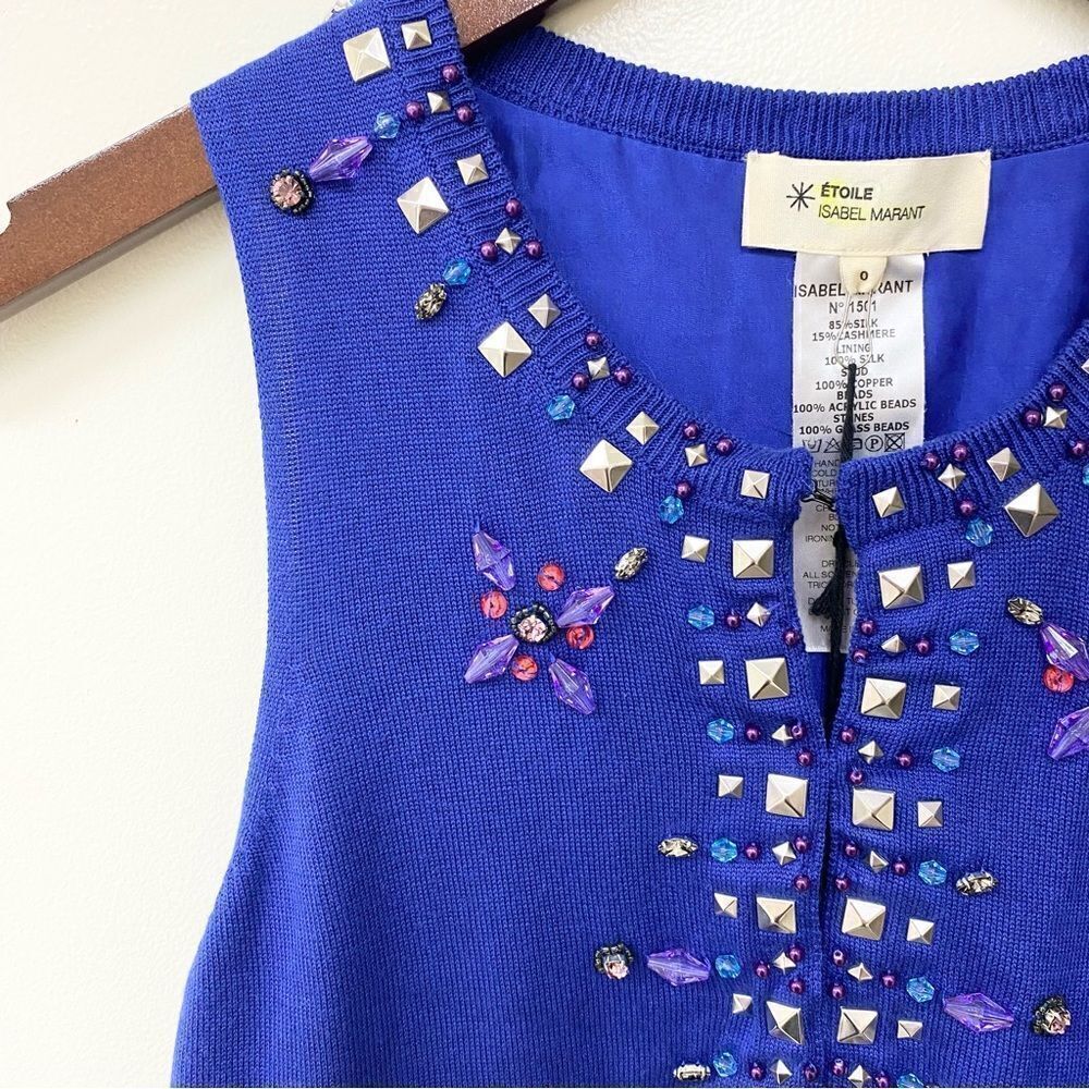 Isabel Marant Sergio Beaded Hook Silk And Cashmere Cardigan Size 0 - Picture 4 of 8